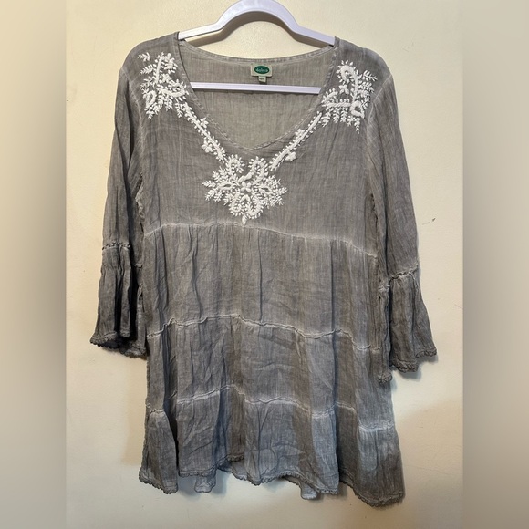 Dolma Anastasia Emb Kaftan Tiered Dress Boho Size OS Babydoll A-Line - Picture 2 of 5